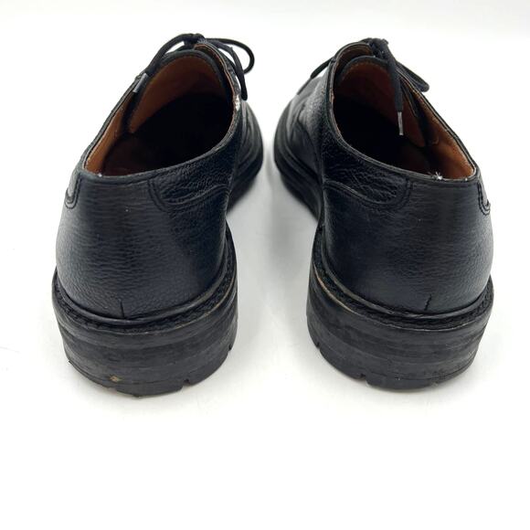 Lanvin Men\'s Grained Leather Lug Sole Derby Shoes Black